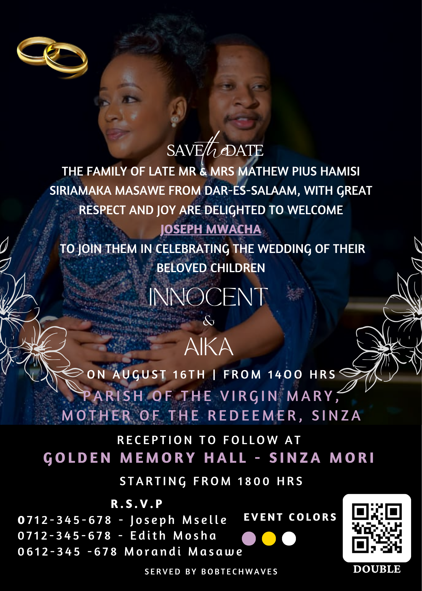 Innocent & Aika wedding invitation card